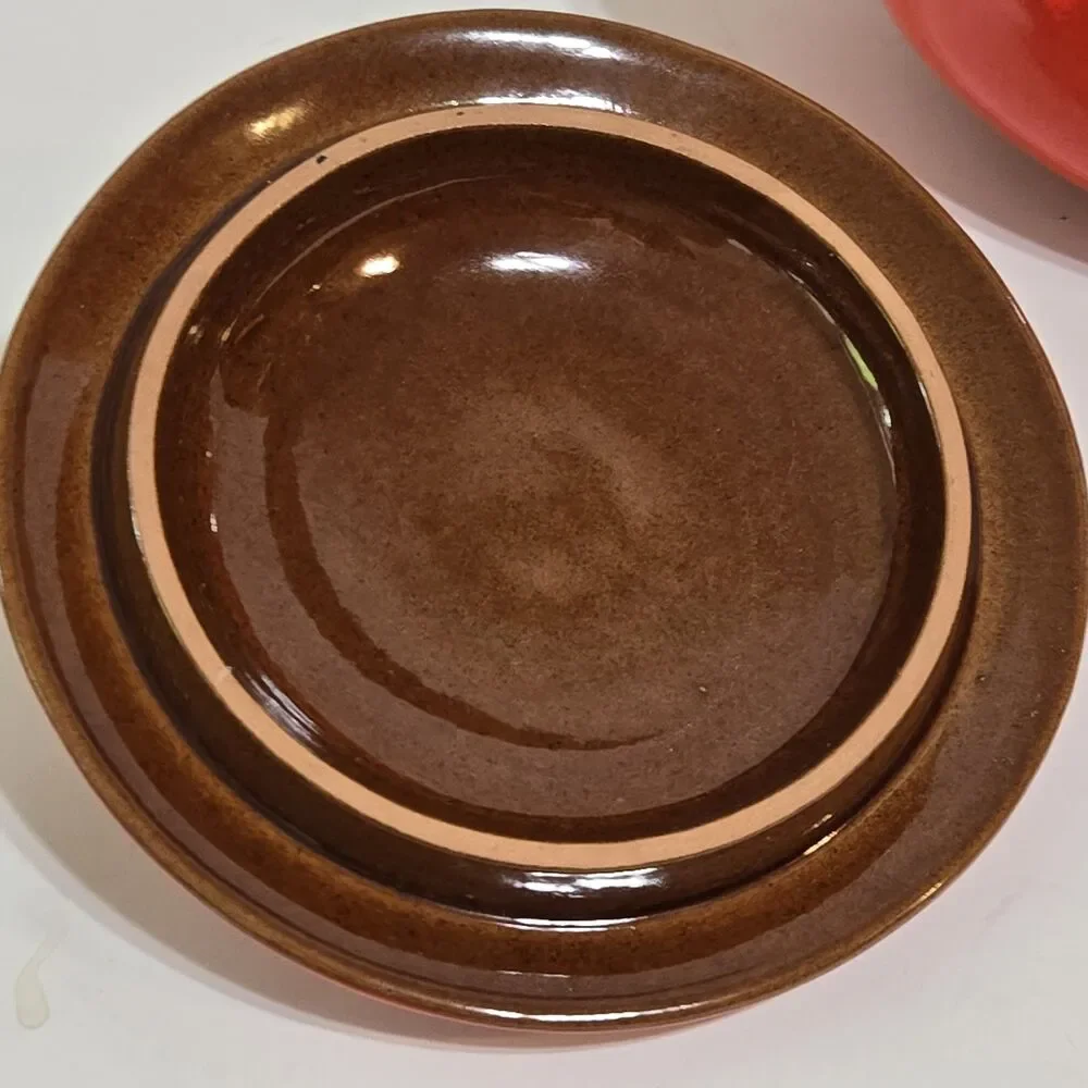 Vintage ~ FRANKOMA ~ 4V Bean Pot Ceramic Casserole Dish‎ ~ Red rustic MCM